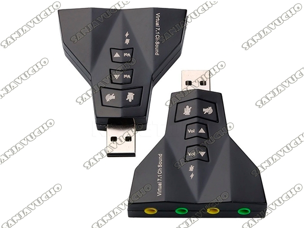 <* ADAPTADOR USB 7.1 AUDIO SALIDA DOBLE (BOLSA)